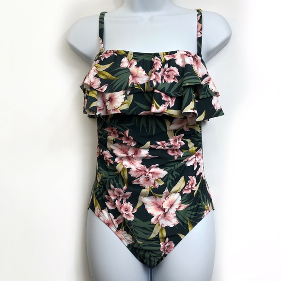 Kona Sol Bandeau Flounce High Coverage One Piece - Picture 2 of 12